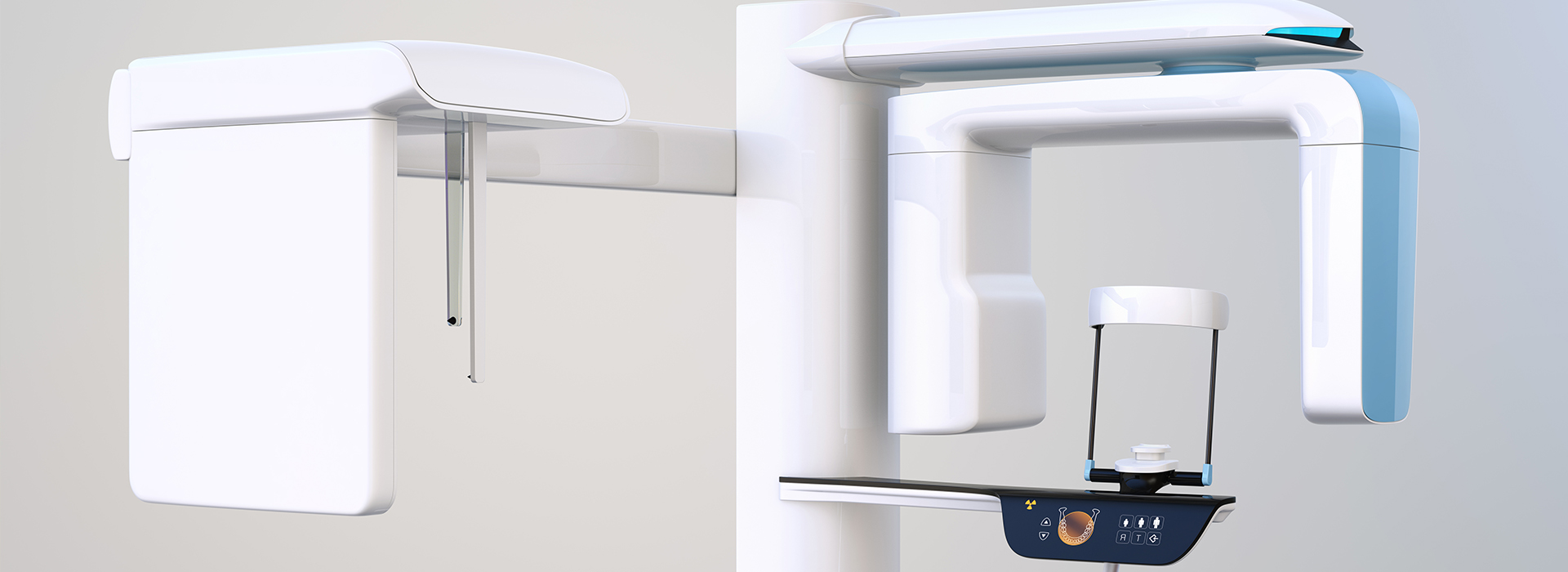 The image shows a modern dental chair setup with a digital display and a patient s chair, indicating a contemporary dental practice environment.